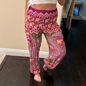 Thai Elephant Print Harem Pants